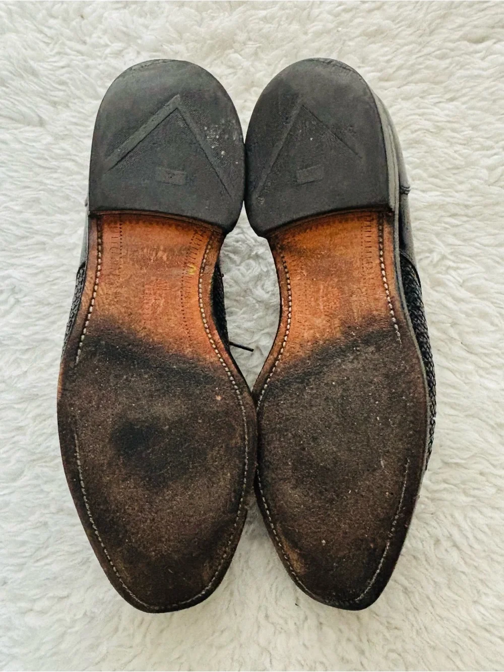 Allen Edmonds Lauderdale Black Leather Woven vamp Cap Toe Oxfords Shoes Sz 10.5D